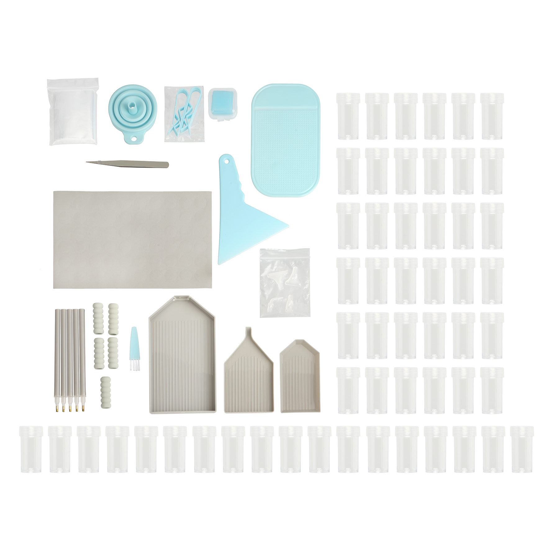 Make Market Diamond Art Tool Kit - 54-Bottle Storage & Stylus Set - Gray/Clear - 10.4" x 6.6" x 5" - 100+ Pieces