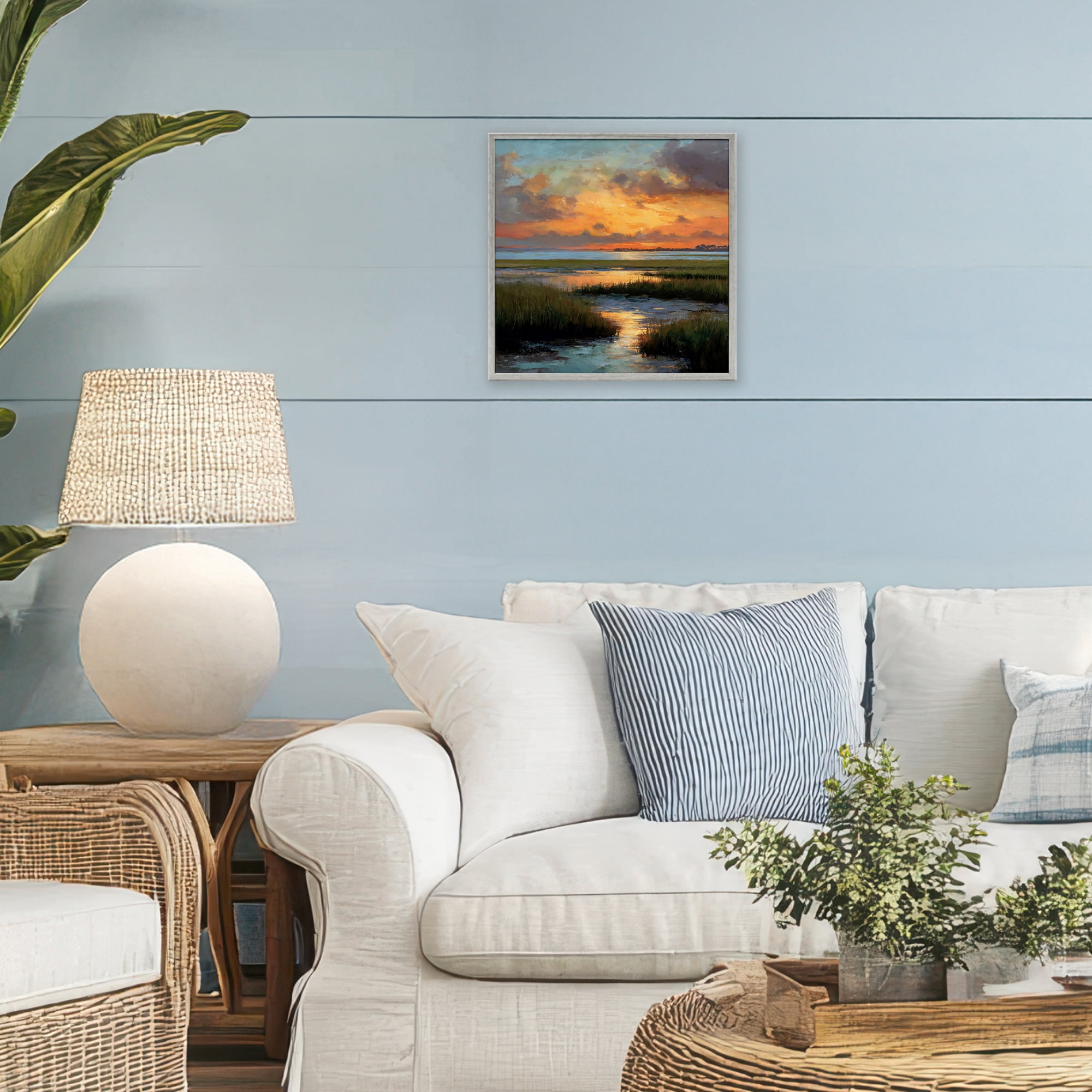 Stupell Industries Evening Marshland Glow Gray Framed Giclee Art, design by Petal Prints Design