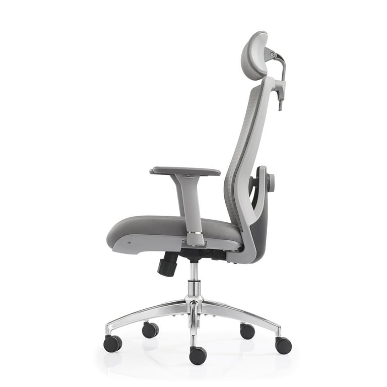 GGN Ergonomic Office Chair with Foot Rest, White Reclining Desk Chair with  Leg Rest, Mesh Computer Desk Chair with Adjustable Headrest & Lumbar