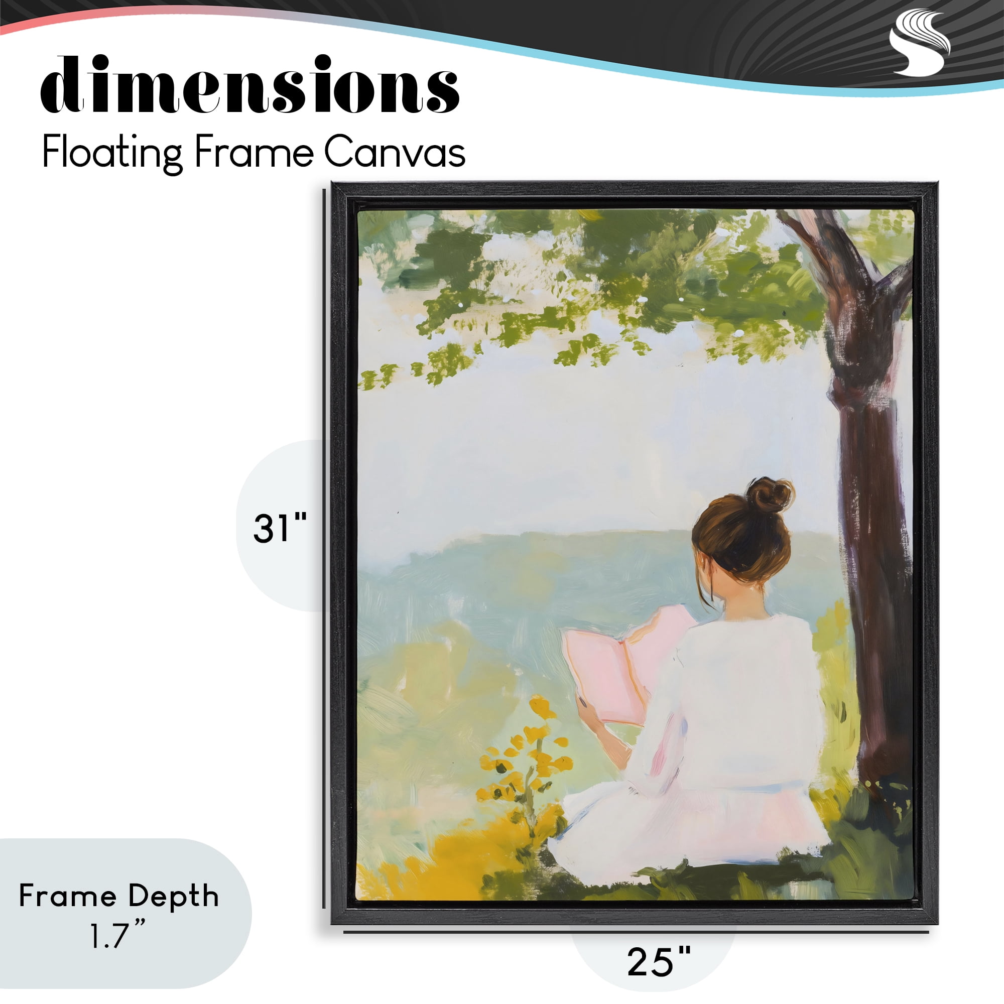 Stupell Industries Girl Reading in Nature Black Framed Floater Canvas Wall Art, design by The Prints Vibe