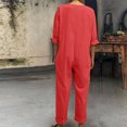 thumbnail image 2 of Women Jumpsuit Half Sleeve Loose Fit Harem Jumpsuits Casual Button Harem Playsuits Solid Bib Overalls Crotched Trousers Capri Pants Ladies One Piece Rompers with Pockets, 2 of 5