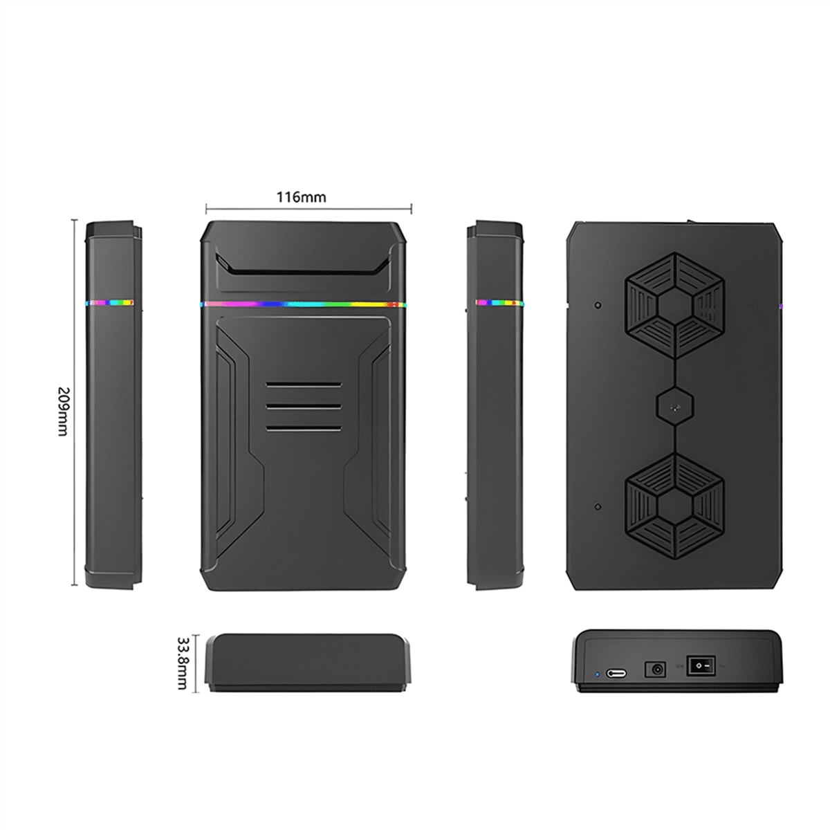 Hard Disk Enclosure to Type C Drive Box with Led External HDD for 2.5 3.5 Inch Up 6Gbps US Plug