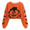 thumbnail image 4 of LEKDFST Halloween Sweatshirts for Women Black Cat on Pumpkin Sweatshirt Lightweight Cute Graphic Hoodies Fall Tops Orange S, 4 of 4