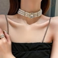 thumbnail image 2 of Collier Ras du Cou à Plusieurs Couches pour Femmes Collier Ras du Cou Géométrique Court Colliers de Cristal Vintage Palais Mariages Bijoux de Mariée, 2 of 6