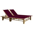 thumbnail image 1 of vidaXL 2-Person Sun Lounger with Cushions Bamboo, 1 of 5