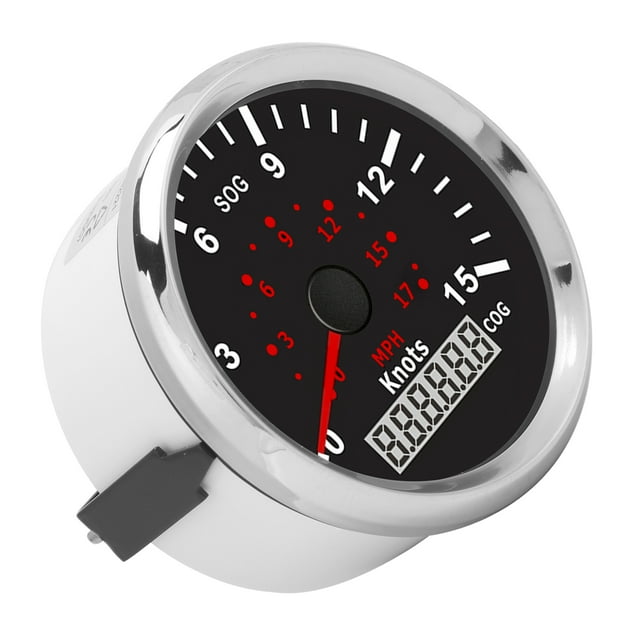 Medidor de Velocidad ANGGREK Velocímetro de 15 Nudos acero inoxidable con Luz de Fondo Roja para Automóviles de 12/24 V