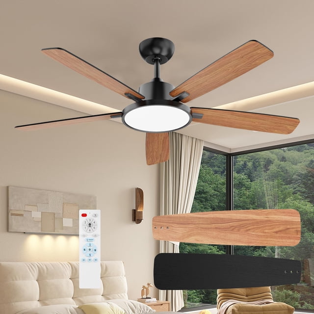 Ventilador de techo TALOYA 132 cm con luces LED y mando a distancia, color negro