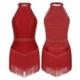 thumbnail image 5 of iiniim Womens Glittery Fringe Latin Dance Dress Backless Cocktail Ballroom Rumba Samba Dancewear A Burgundy L, 5 of 7