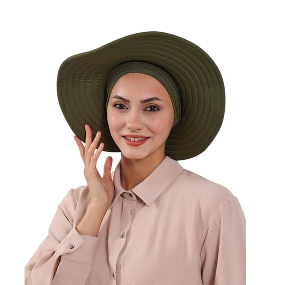 Sun Hat With Hair Wrap and Head Scarf Removable Wide Brims Outdoor Gears