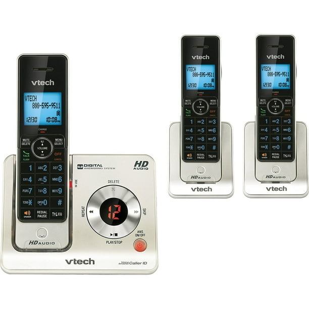 Teléfono inalámbrico VTech DECT 6.0 ampliable con 3 auriculares plateado