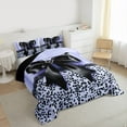 thumbnail image 3 of Homewish Kids Teens Cute Ribbon Bow-Tie Bedding Comforter Set 2pcs,Abstract Polka Dots Twin Comforter Sets Microfiber,Black Purple Breathable Bedding Set,Super Cozy Room Decor,Reversible, 3 of 8