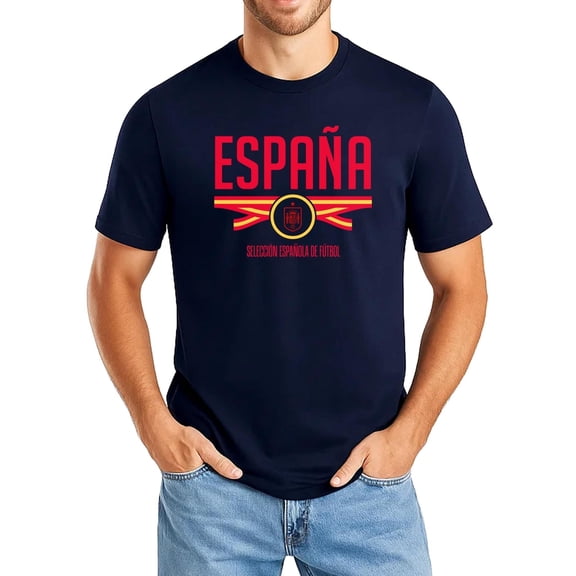 Icon Sports Officially Licensed Royal Spanish Football Federation Cotton T-Shirt - Unisex Adult - RFEF643CT Navy L