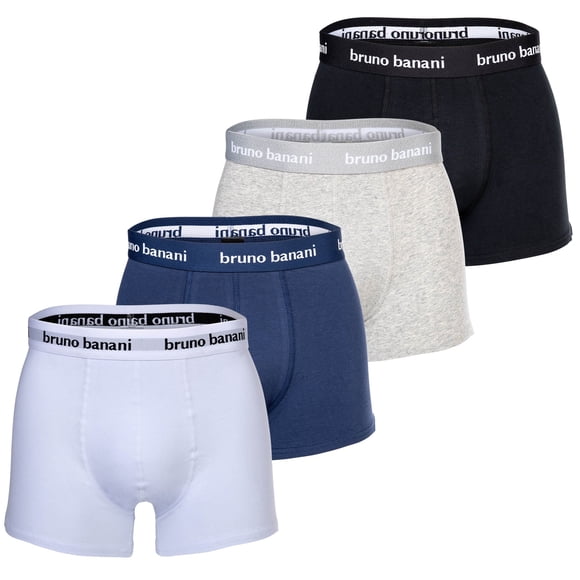 Bruno Banani Men's Boxer Shorts 4 Pack - Every Day, Cotton Black / gray / white / blue M