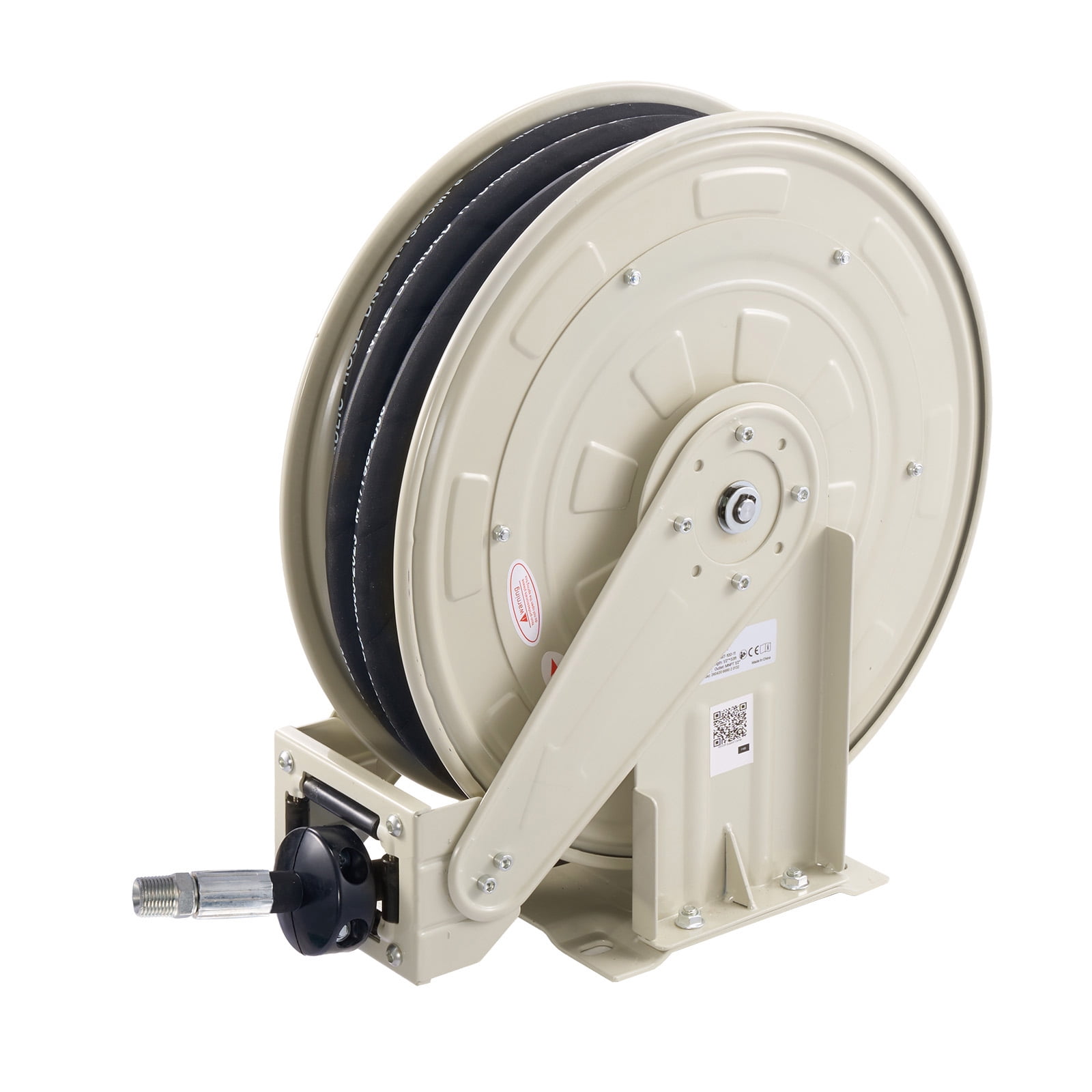 KFFKFF Retractable Oil Hose Reel, 1/2 inch x 50 ft, Spring-Driven Auto Rewind, Max 3625 PSI, Durable Carbon Steel Build with Steel Wire Braided Hose, Suitable for Engine, Gear, and Hydraulic Oil