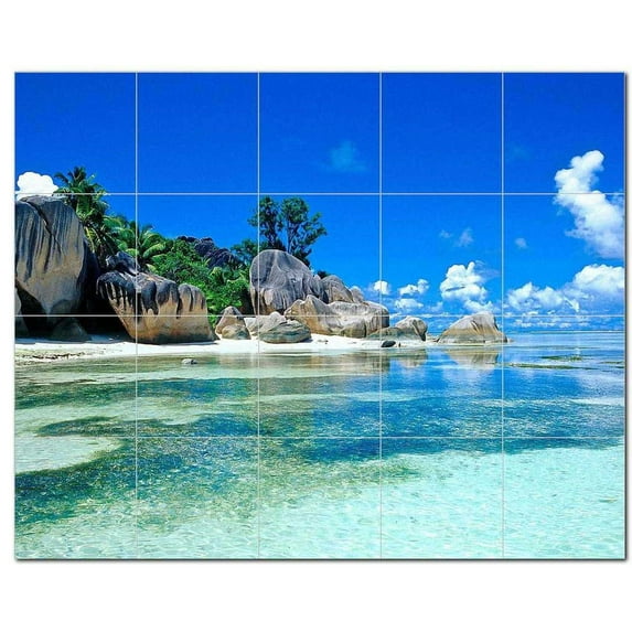 Beach Ocean Ceramic Tile Mural Kitchen Backsplash Bathroom Shower, 400072-L54