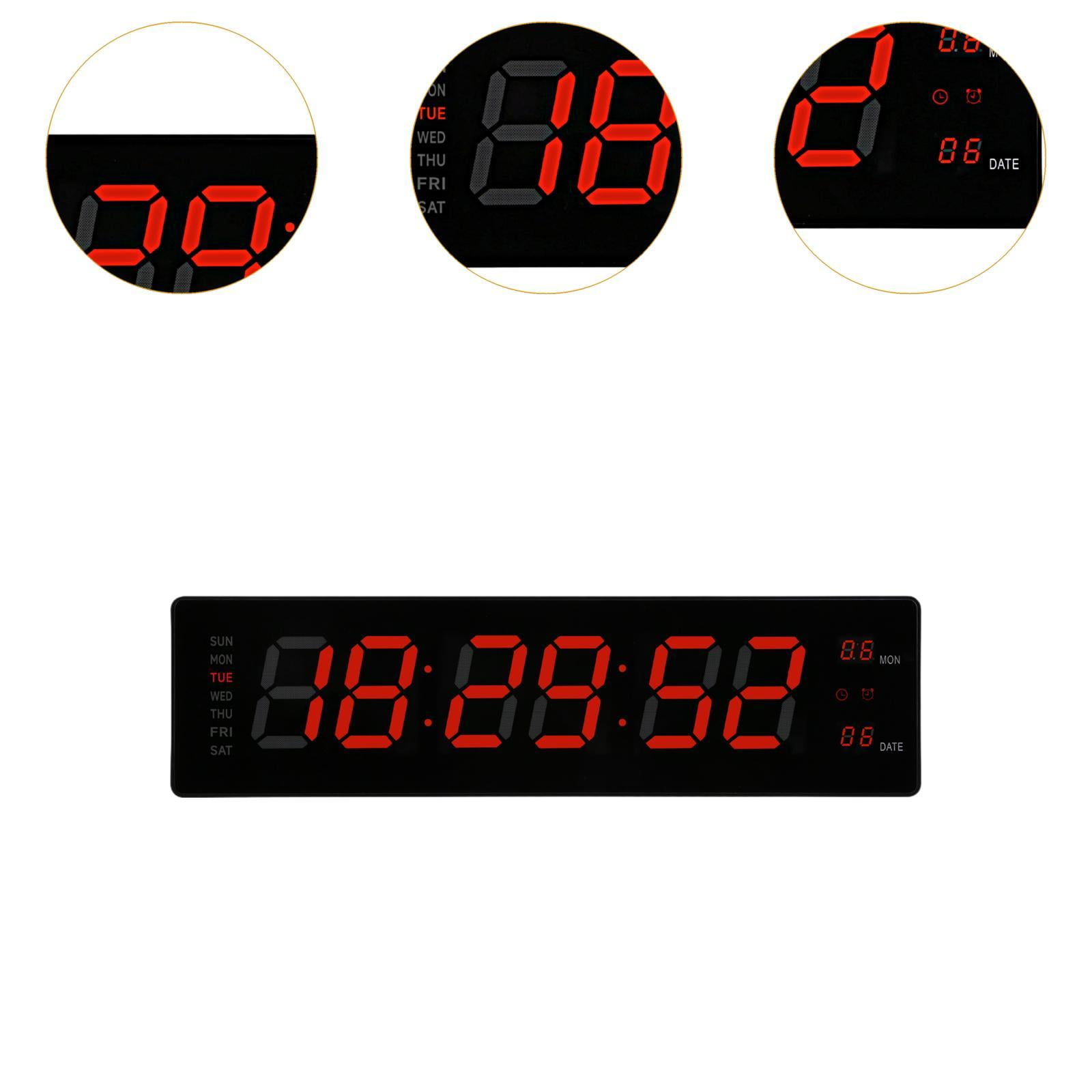 Baoblaze LED Digital Clock Bedroom Display Date Calendar Bar Wall Hanging Alarm Clock Red