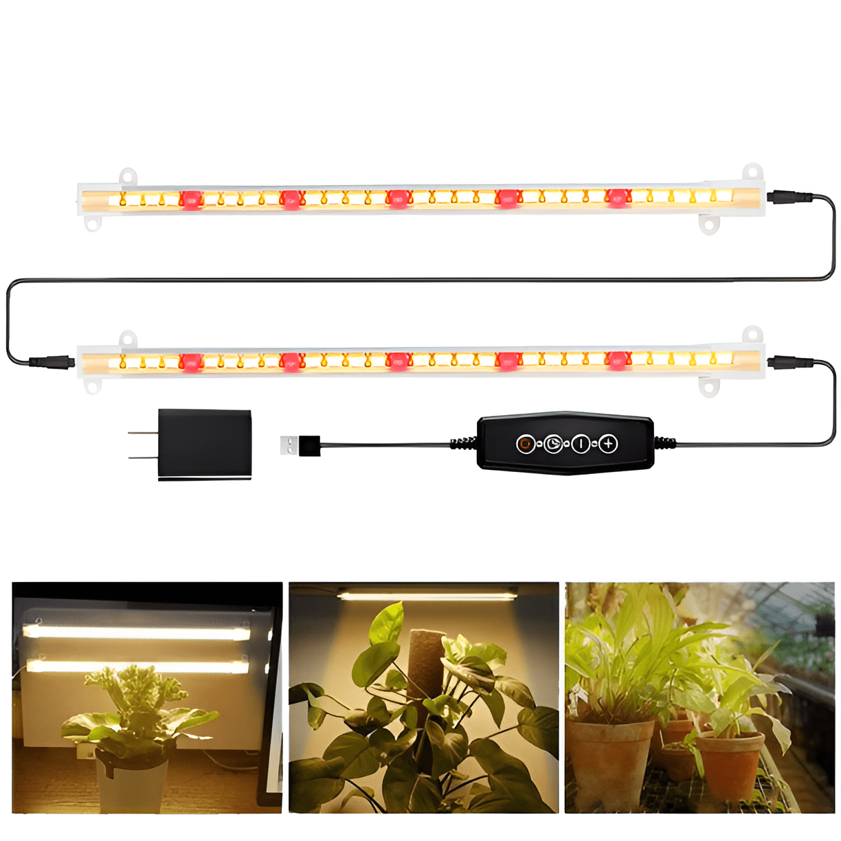 with Auto On/Off 3/6/12H Timer Clip on Grow Lights for Indoor Plants Warm White&White Four Tubes Led Grow Light Strip Fexible Full Spectrum White and Sunlight Warm White Level 10 Dimming Modes for Seeds Succulent Hydroponics 