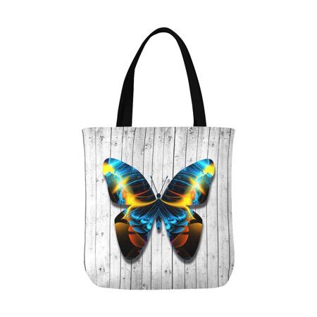 ASHLEIGH Butterfly With Open Wings Reusable Grocery Bags Shopping Bag Canvas Tote Bag Shoulder