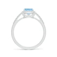 thumbnail image 2 of ANGARA Natural Rectangular Cushion 1.2 ct Aquamarine Halo Engagement Ring in 14K White Gold for Women (Size-8x6mm) | March Birthstone, Anniversary, Jewelry Gift for Women | Natural Aquamarine Ring, 2 of 9