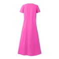 thumbnail image 6 of Summer Dresses for Women 2025, Women's Summer Short Sleeve Solid Color Soft Comfortable Long Dress(Pink,XXXXXL), 6 of 6