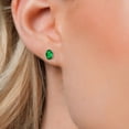 thumbnail image 3 of Gem Stone King 1.20 Ct Oval 7x5mm Green Nano Emerald 14K White Gold Stud Earrings for Women Men, 3 of 6