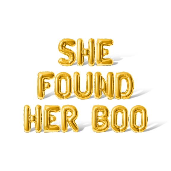 Letter Balloons - SHE FOUND HER BOO 16" Inch Alphabet Letters Foil Mylar Balloon Halloween Party Banner (Gold)