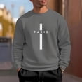 thumbnail image 3 of PARIS Men's Letter Printed Round Neck Long Sleeve Sweatshirt, Casual Sports Pullover for Gym, Street Fashion and Everyday Comfort Wear,Dark Gray,XL, 3 of 5