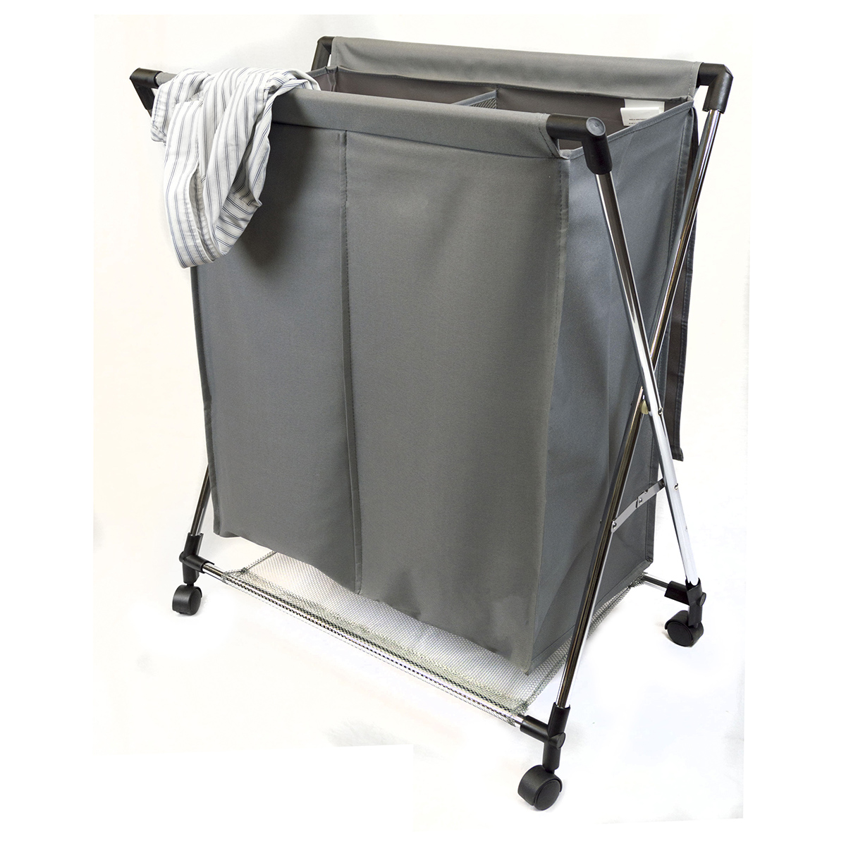 Two Compartment Laundry Sorter, Gray