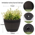 thumbnail image 6 of Set of 2 Pack Plant Pots 8 Inch,Indoor & Outdoor whiskey Barrel Planters with Drainage Holes & Saucer, Plastic Decoration Flower Pot Imitation Wine Barrel Design for Suitable Rustic, Garden,Home,Yard, 6 of 6