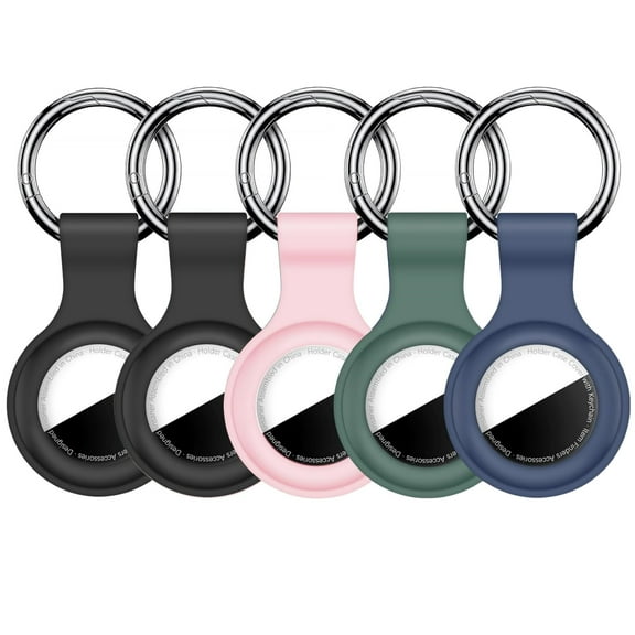 Airtag Keychain Compatible with Apple Airtag Cases, 5 Pack Silicone Air Tag Holder for Airtag Case,Air Tag Keychain Accessories for Airtags Dog Collar