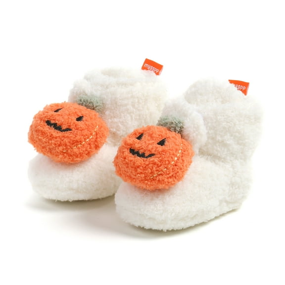 Baby Booties Halloween Pumpkin Booties Fleece Slippers Soft Newborn Crib Shoes Prewalkers