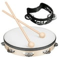 thumbnail image 5 of Monyance Hand Drum Wooden Handheld Tambourines with Jingle Bells for Adults - Black(10.04X10.04X1.97Inches), 5 of 10