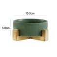 thumbnail image 2 of Cuenco de cerámica para mascotas Zhivalor verde mate de grano recto con soporte de madera, 2 of 5