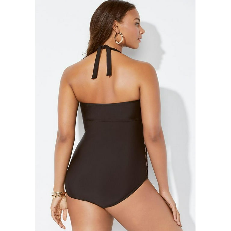 Women's Sexy Size Ashley Graham CEO Lace Up One Piece Swimsuit - Walmart.com