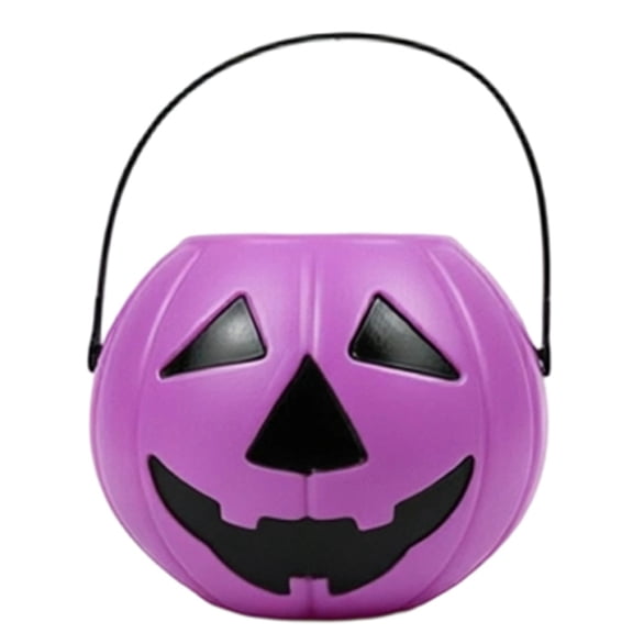 Halloween Pumpkin Candy Bucket for Trick or Treat Supply (Purple) | Halloween Party Candy Storage Portable Pumpkin Bucket Decorations Trick or Treat Candy Holder
