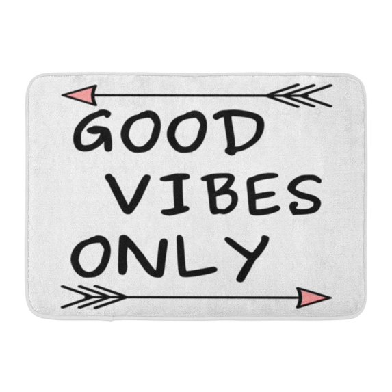 SIDONKU Graphic Good Vibes Only Black White Pink Inspirational Quote Cute Drawing Doormat Floor Rug Bath Mat 23.6x15.7 inch