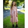 thumbnail image 6 of Oudiya Girls Scallop Trim Party Dress A-Line Formal Midi Belted Dresses with Pockets for kids 6-15Y, 6 of 7