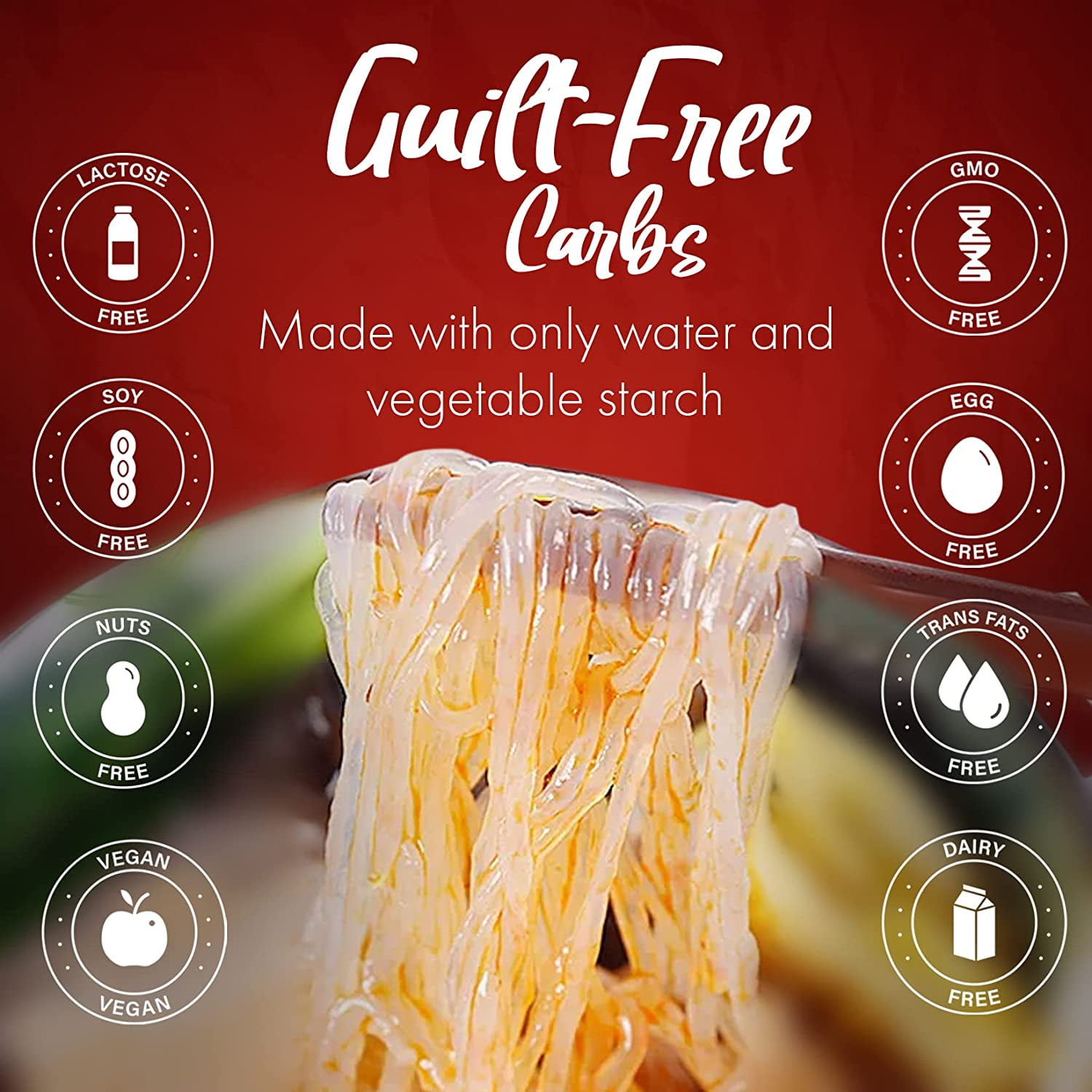 Sweet Potato Glass Noodles - Zero-Fat, Low-Calorie, No-Sodium Diet-Friendly, Gluten-Free, Vegan, Stir-Fry, Dumplings, Hot Pot - For Chinese, Korean Recipes - 7.05oz