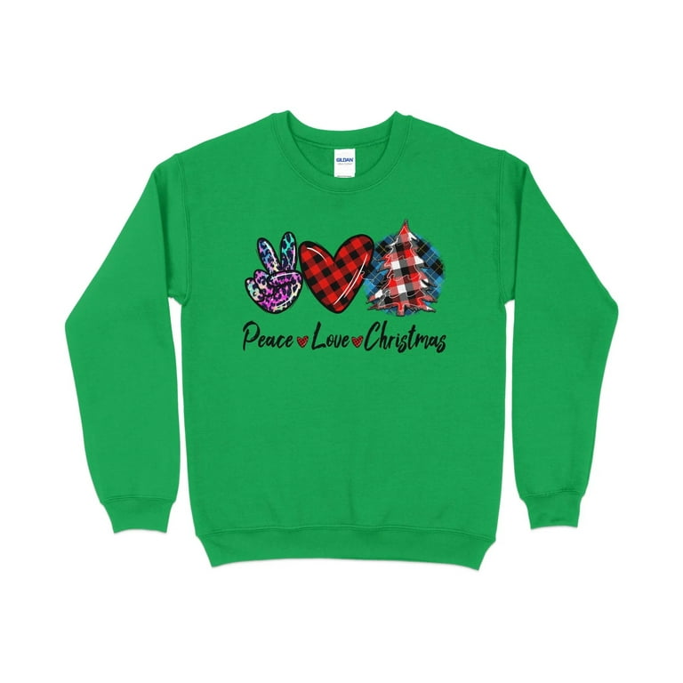 Peace Love Christmas Buffalo Plaid Sweatshirt,Christmas Sweater