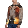 thumbnail image 3 of Balery Elephant Sunset in Kenya Pattern Mens Hoodie Kangaroo Pocket Hoodie Pullover Hooded Sweatshirt Ideal for Daily Wear Travel and Home-X-Large, 3 of 7