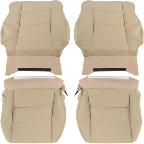 LABLT 4PCS Tan Perforated Artificial Leather Seat Cover Front Driver and Passenger Side Bottom and Top Lean Back Seat Cover Replacement for 2007-2012 Acura RDX