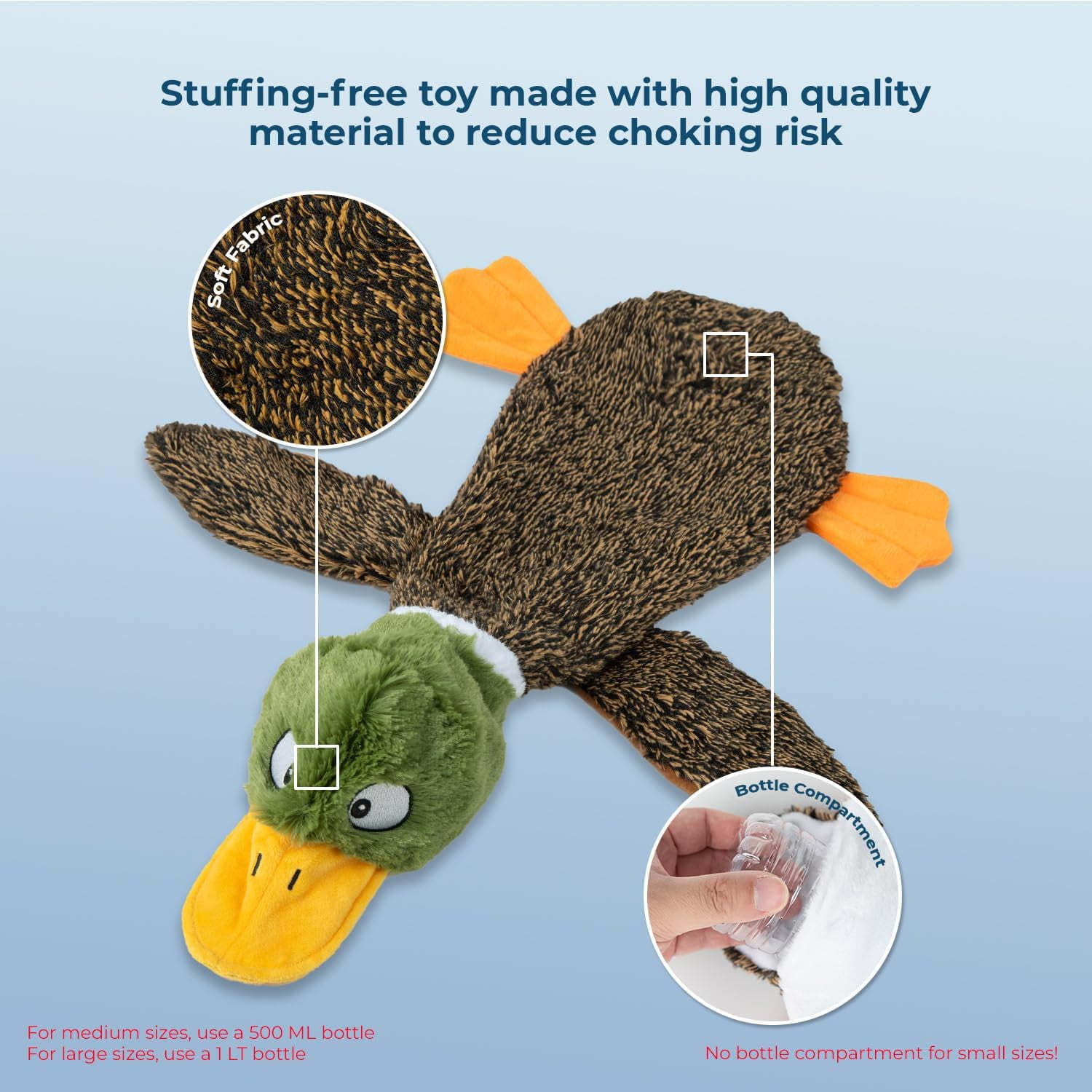 Best Pet Supplies 2-in-1 Fun Skin Stuffless Dog Squeaky Toy Pig & Wild Duck, Medium