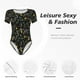 thumbnail image 4 of Balery Wasp and Florals Body de cuello redondo de manga corta para mujer Tops de manga corta Tops básicos-Small, 4 of 7