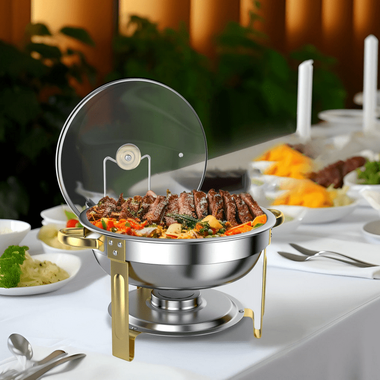Tinana Round Chafing Dish Buffet Set 4-Pack Stainless Steel photo 4
