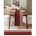 thumbnail image 3 of ERUNPONLY Red Wooden Table Runner - 72 Inch Long Grey Stripe Gradient Country Rustic Grain Cotton and Linen Blended Dress Scarves Farmhouse Table Runner for Kitchen Dining, Coffee Table, 16"x72", 3 of 8