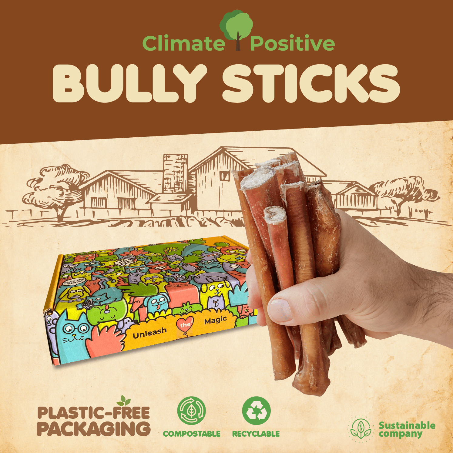 Makondo Pets Bully Sticks for Dogs, 100% Natural Premium Beef, 6 Inches, 12 Pieces. Great source of protein.
