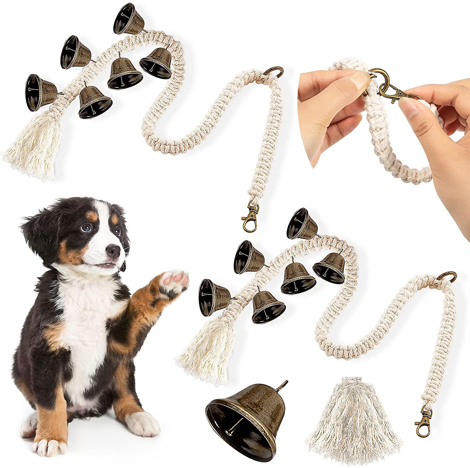 2 Pcs Sonnette pour Chien, Sonnette Réglable pour Apprentissage de la Propreté avec Corde en Coton Durable