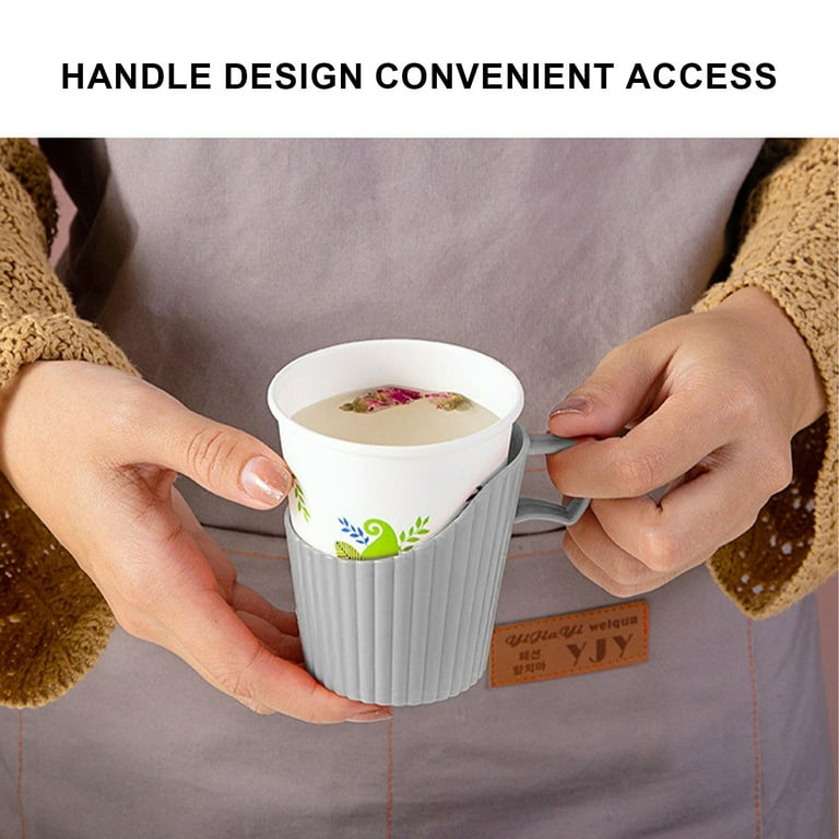 geerera 6pcs Disposable Paper Cup Holders with Handle, Anti-Scald Drink Cup  Carrier, Paper Coffee Cup Sleeves, for Hot Cold Drinks,Office & Home Use -  Walmart.com