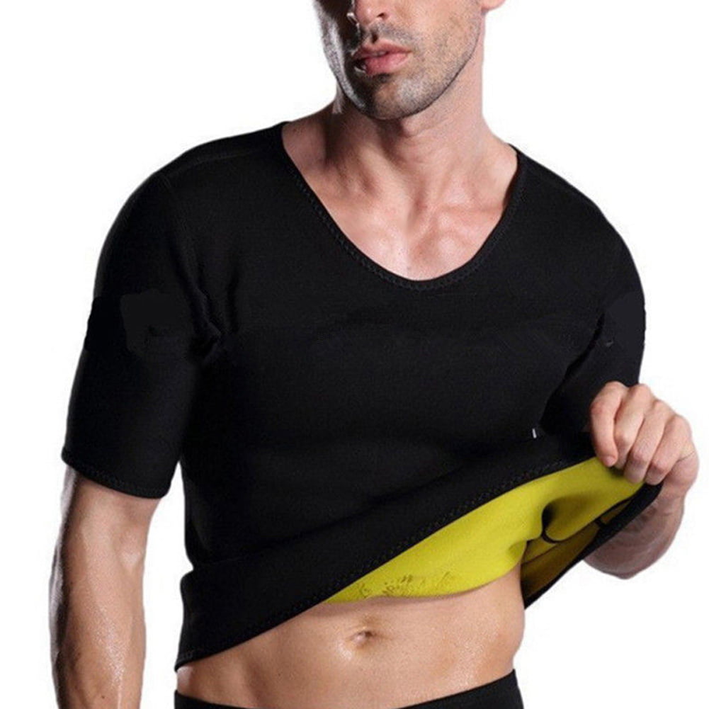 New Summer Men Sweat Shirt Short Sleeve Neoprene Gym Fitness Loss Body Shaper T-Shirt Walmart.com