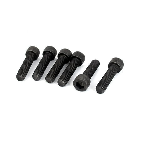 YIIFLY M10 X 80mm Hex Head Screw Bolts – 12.9 Grade Alloy Steel, Black Oxide, Half Thread, 6-Pack (M10x1.5)